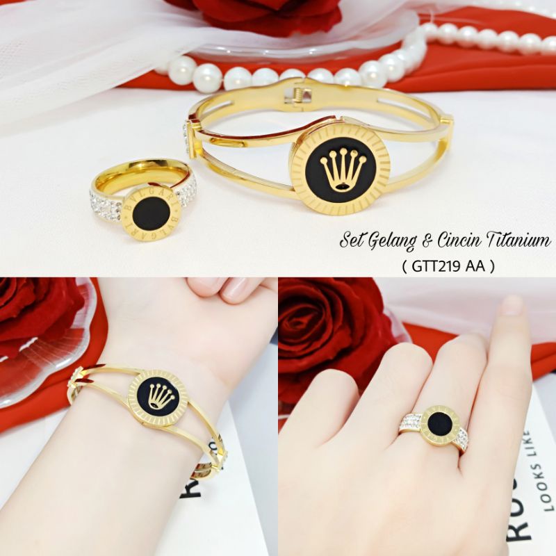 Gelang Titanium Set Cincin Wanita Titanium GTT219 AA