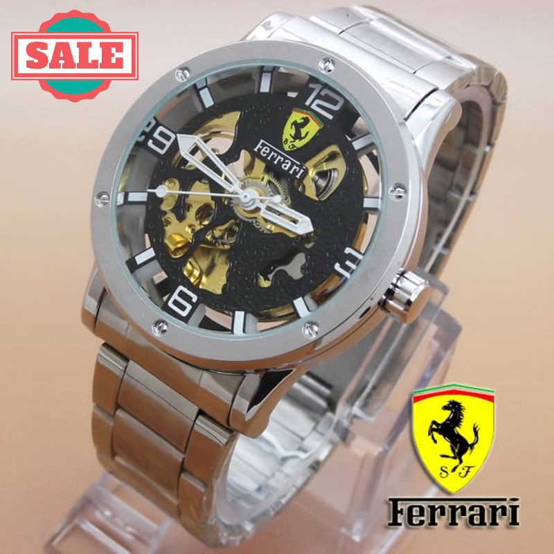 Murah JAM TANGAN PRIA Ferrari Skeleton Automatic - SILVER