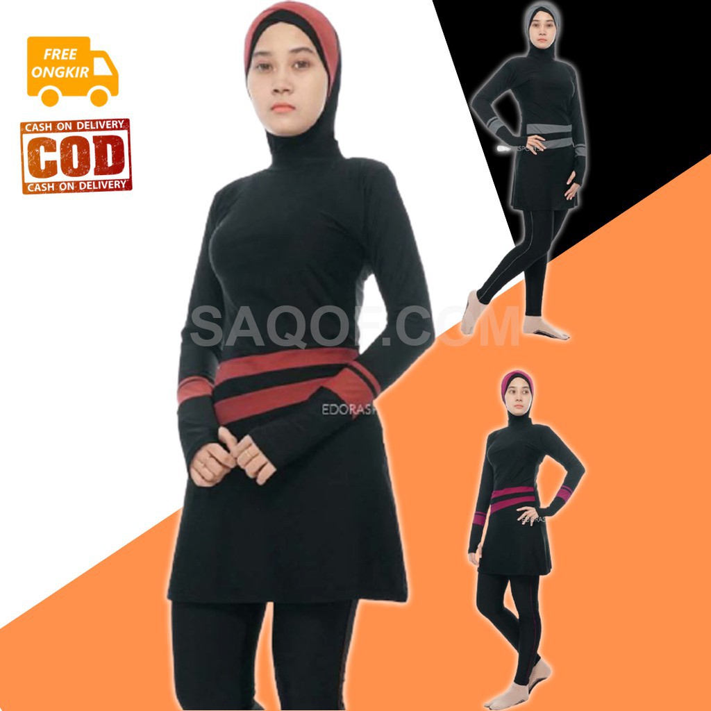 Baju Pakaian Renang Wanita Perempuan Remaja Muslim Muslimah Dewasa Hijab Jumbo Syari EDORA FATINA