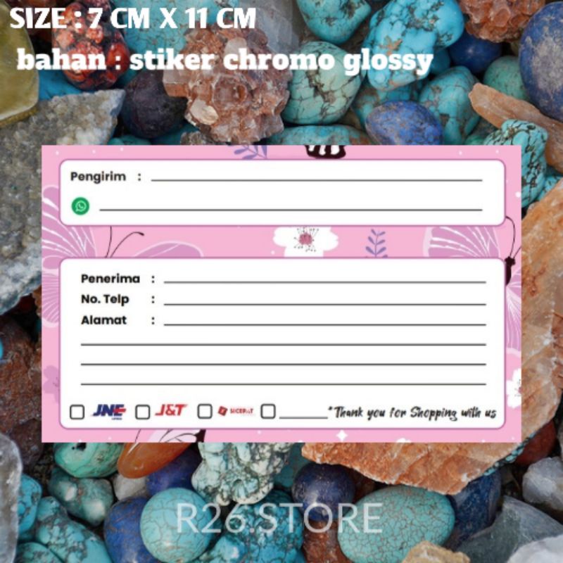 stiker pengiriman olshop pink  uk 7x11 cm | stiker label olshop