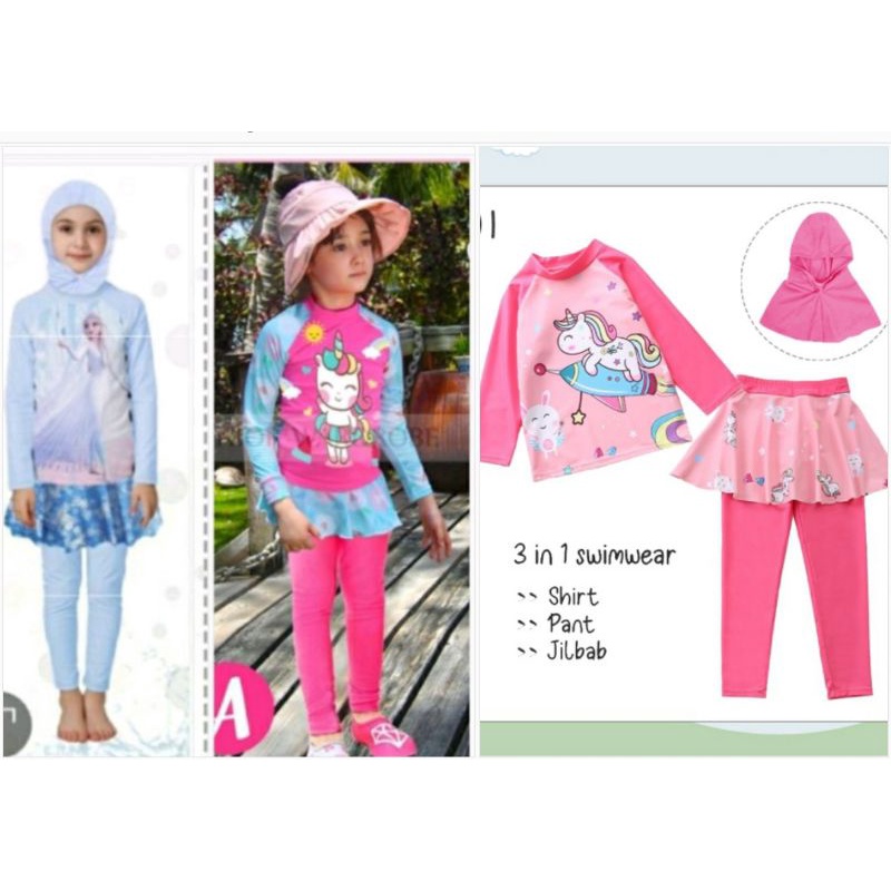 BAJU RENANG ANAK / BAJU RENANG ANAK PEREMPUAN MUSLIM / BAJU RENANG LENGAN PANJANG CELANA PANJANG / B