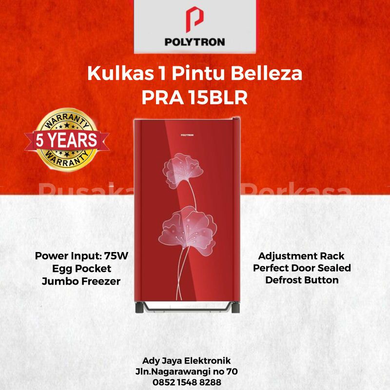 KULKAS 1 PINTU POLYTRON BELLEZA PRA 15ALR
