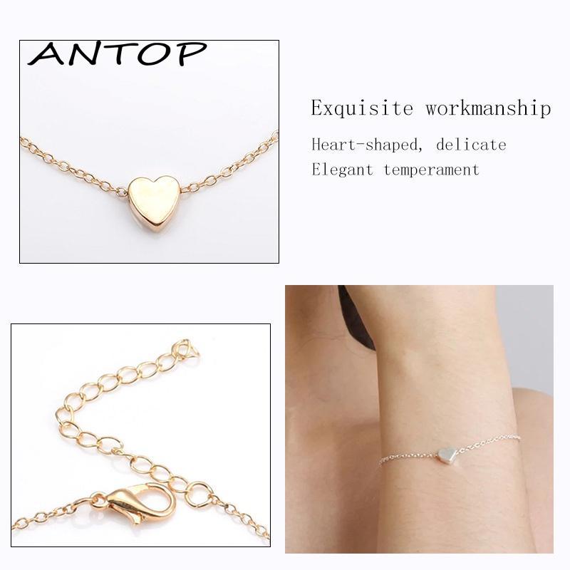 Gelang Bentuk Hati Lapis Emas Bahan Alloy Untuk Wanita