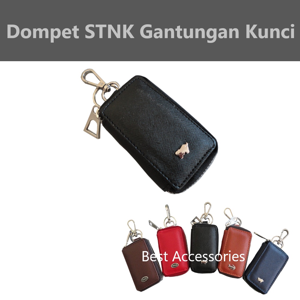 Dompet Kulit STNK Gantungan Kunci Remote Mobil Motor Model Resleting