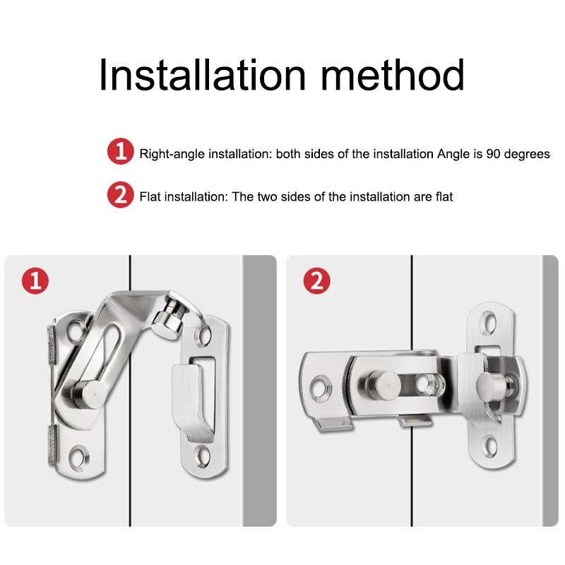 COD❤️Gesper Alat Keamanan 90 Derajat Tombol Lemari Baja Tahan Karat Dorong Geser Tarik Kunci Pintu Rumah Tampilan Pergeseran Dorong-tarik Kunci Sudut Kanan