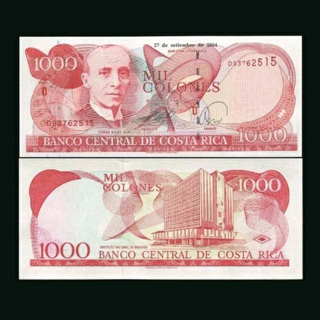 UANG ASING COSTA RICA 1000 COLONES 2004 UNC ORIGINAL BANKNOTE