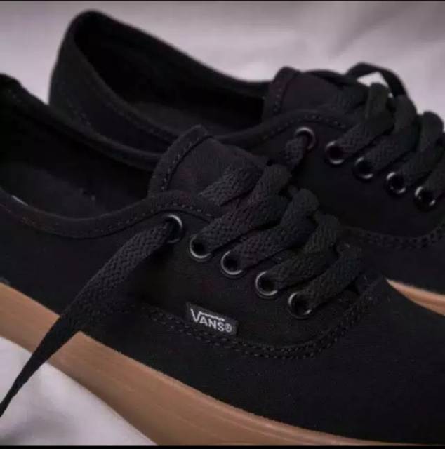 SEPATU43 VANS AUTHENTIC FULL BLACK HITAM COKLAT OLDSKOOL ERA SK8