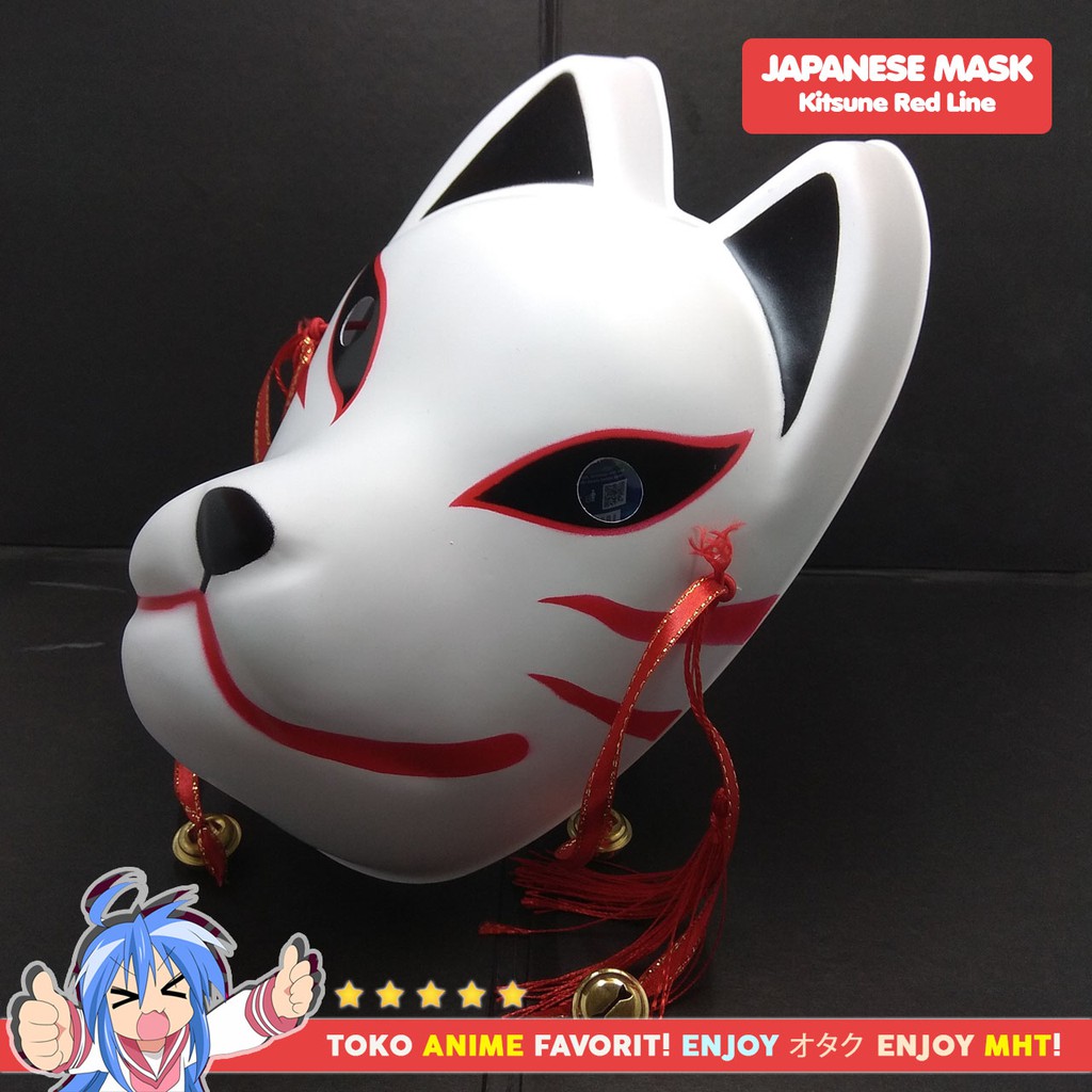 Topeng Anime Jepang Rubah Kitsune Red Line Mask Cosplay