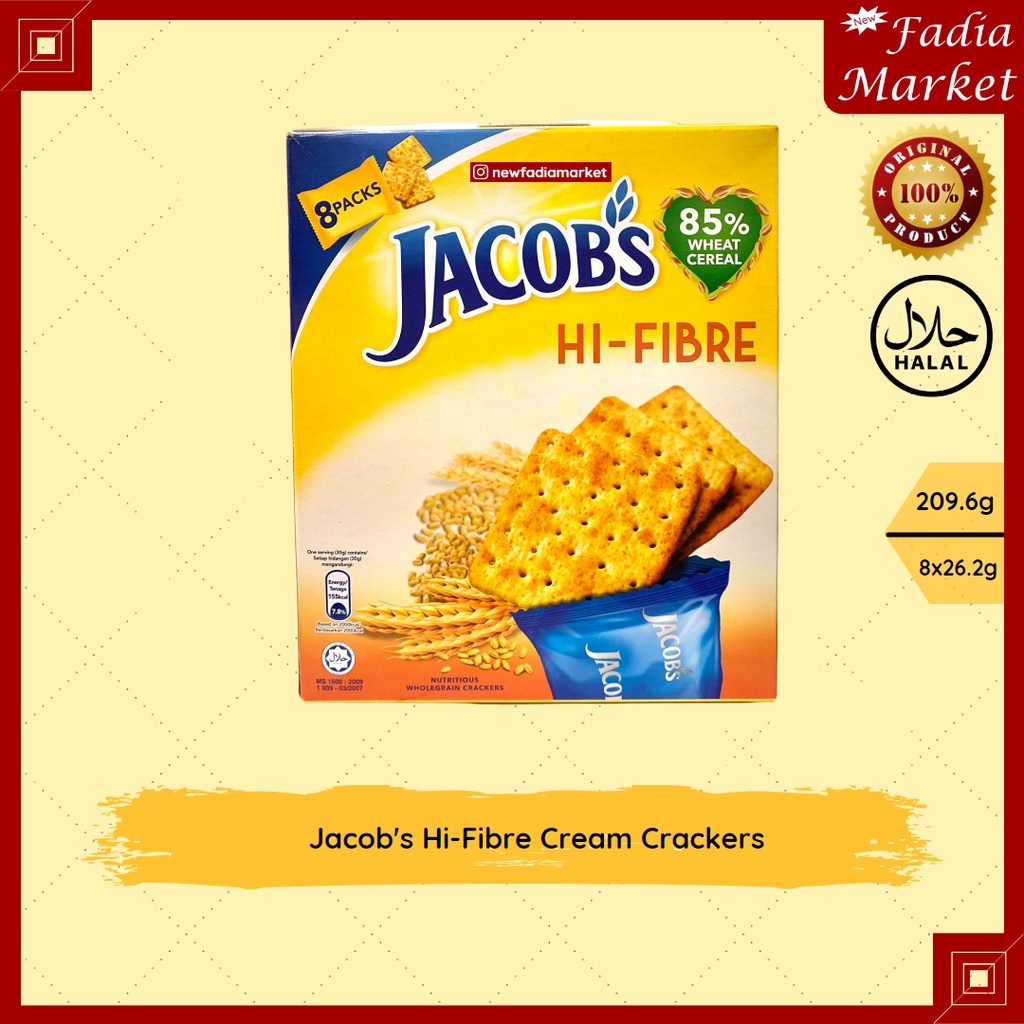 Jacob's Jacobs Hi-Fibre Cream Crackers 209.6g (8x26.2g) [Box]