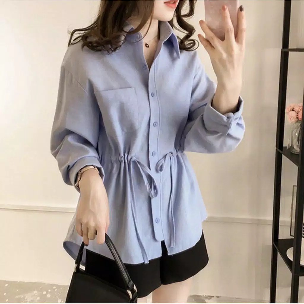 ISYA SHIRT /ATASAN WANITA / BLOUSE KEKINIAN / KEMEJA TALI SERUT