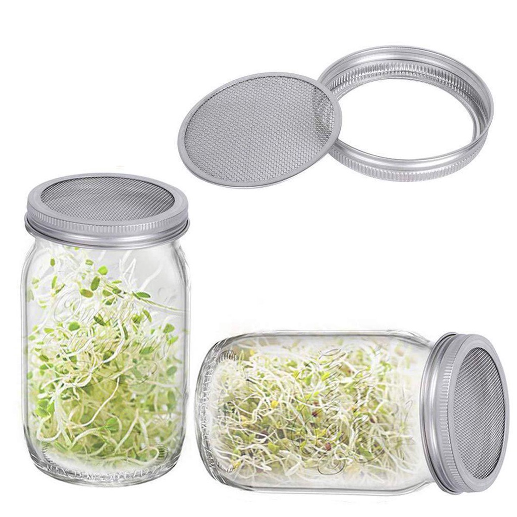 [Elegan] Sprouting Jar Kit Fresh with Stand Penutup Perkecambahan Organik Stainless Steel