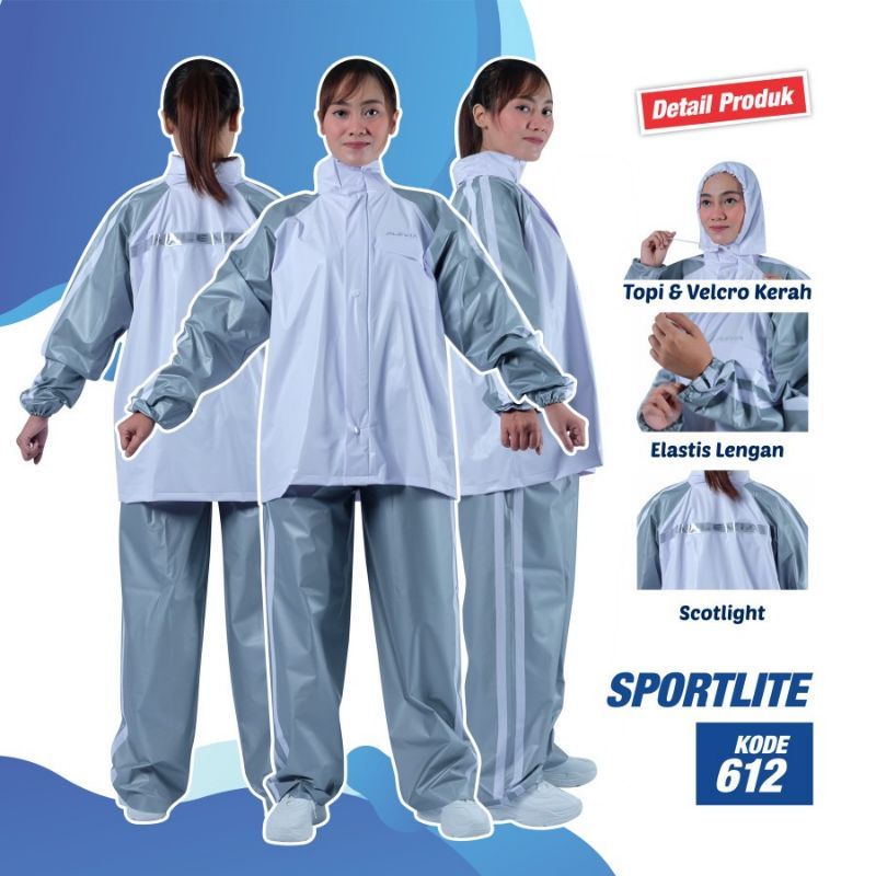 Jas Hujan Jaket Celana Sportlite 612 PVC Press Anti Rembes - Mantel Mantol Hujan Baju Celana