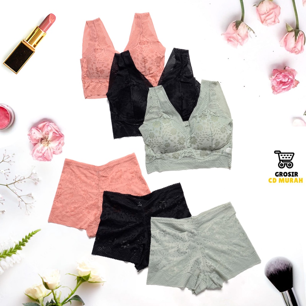 Bra Set/Sport Bra Cet CD Tanpa Kawat