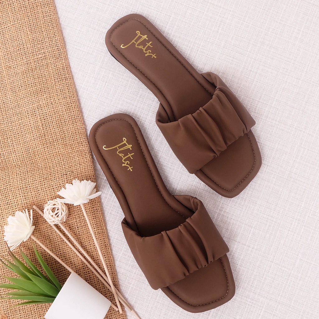 Flatsplus-Sandal wanita bigsize sepatu wanita bigsize jumbo Marry Mocca