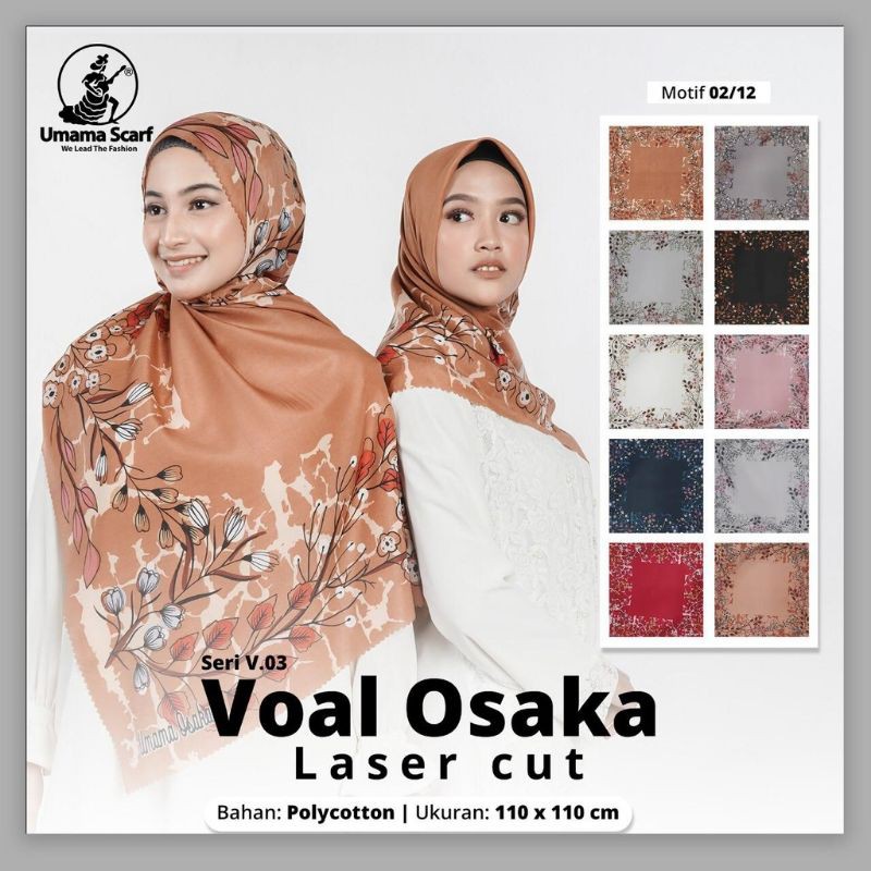 ❤Miss.Vinka❤ Jilbab Umama Osaka Voal Segi Empat / Hijab Square Motif LaserCut TERBARU