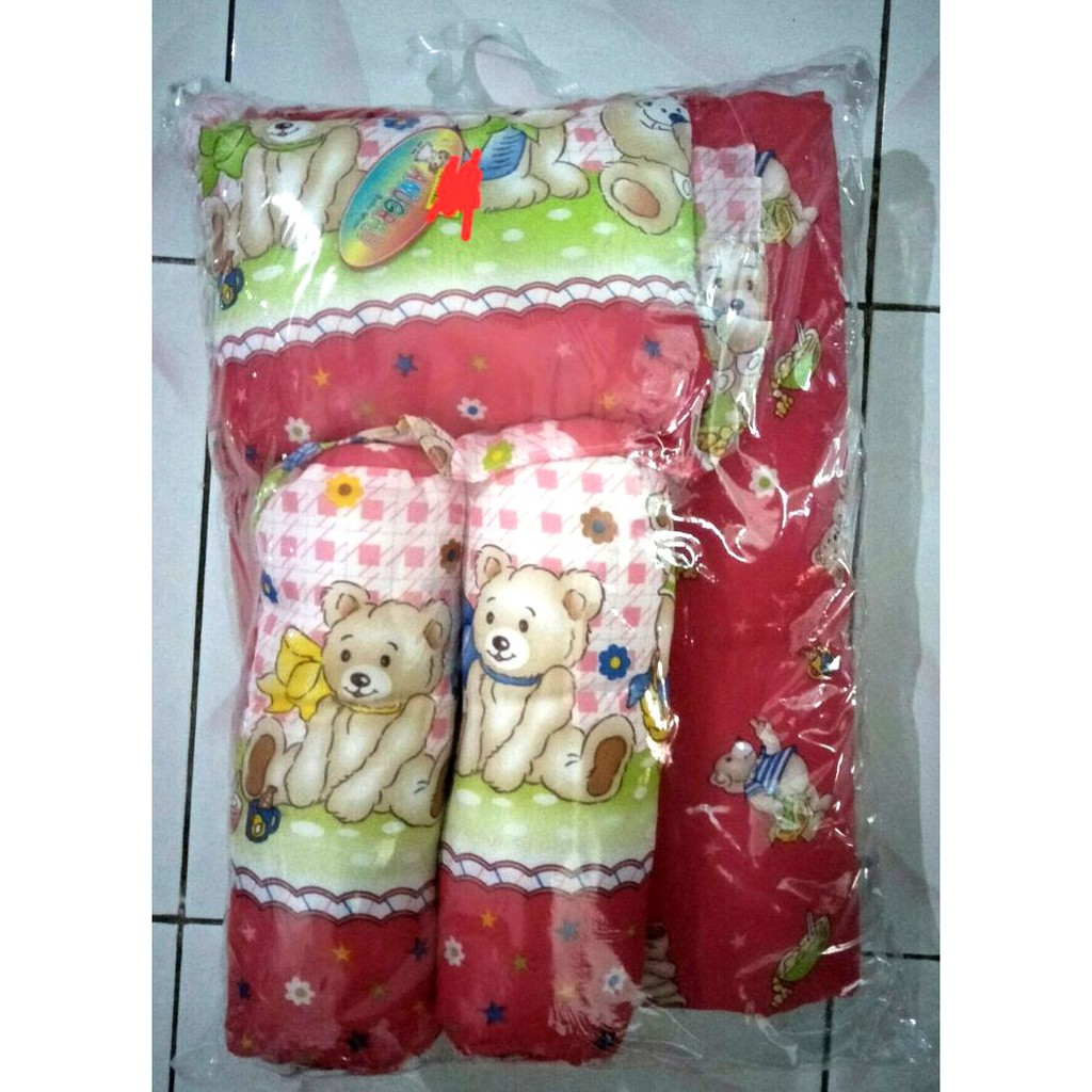 Anugrah Baby 2 Guling 1 bantal 1 Kasur warna Fanta Bayi nyaman empuk aman motif boneka Cewek Cowok