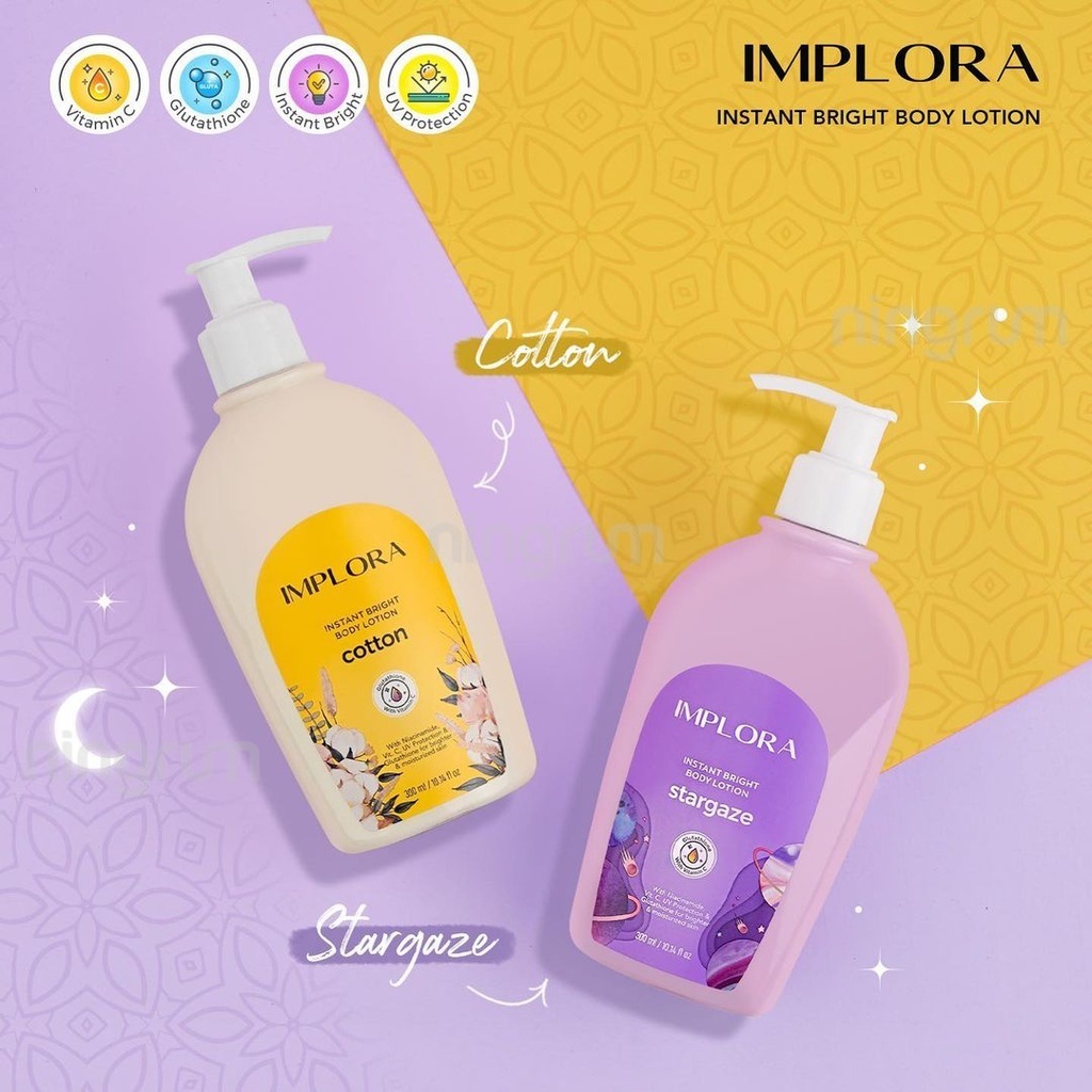 Ningrum - Implora Instant Bright Body Lotion 100% Original Dengan Kandungan Niacinamide Glutathione Vitamin C instant bright formula dan perlindungan UV | Stargaze | Cotton | Day Dream | Brezee | Summer | Dazzling - 5119