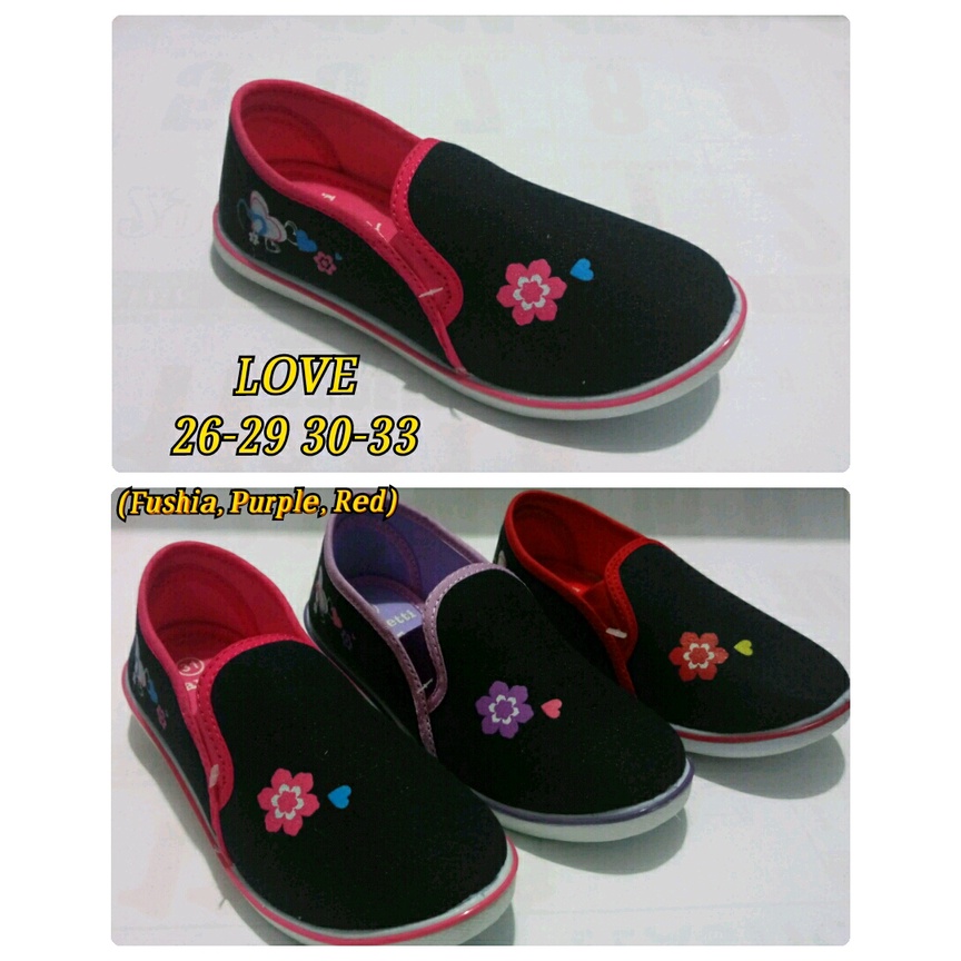 FLASH SALE - GALLETI LOVE 22-29 SEPATU SEKOLAH SLIP ON HITAM SEPATU ANAK PEREMPUAN CANTIK