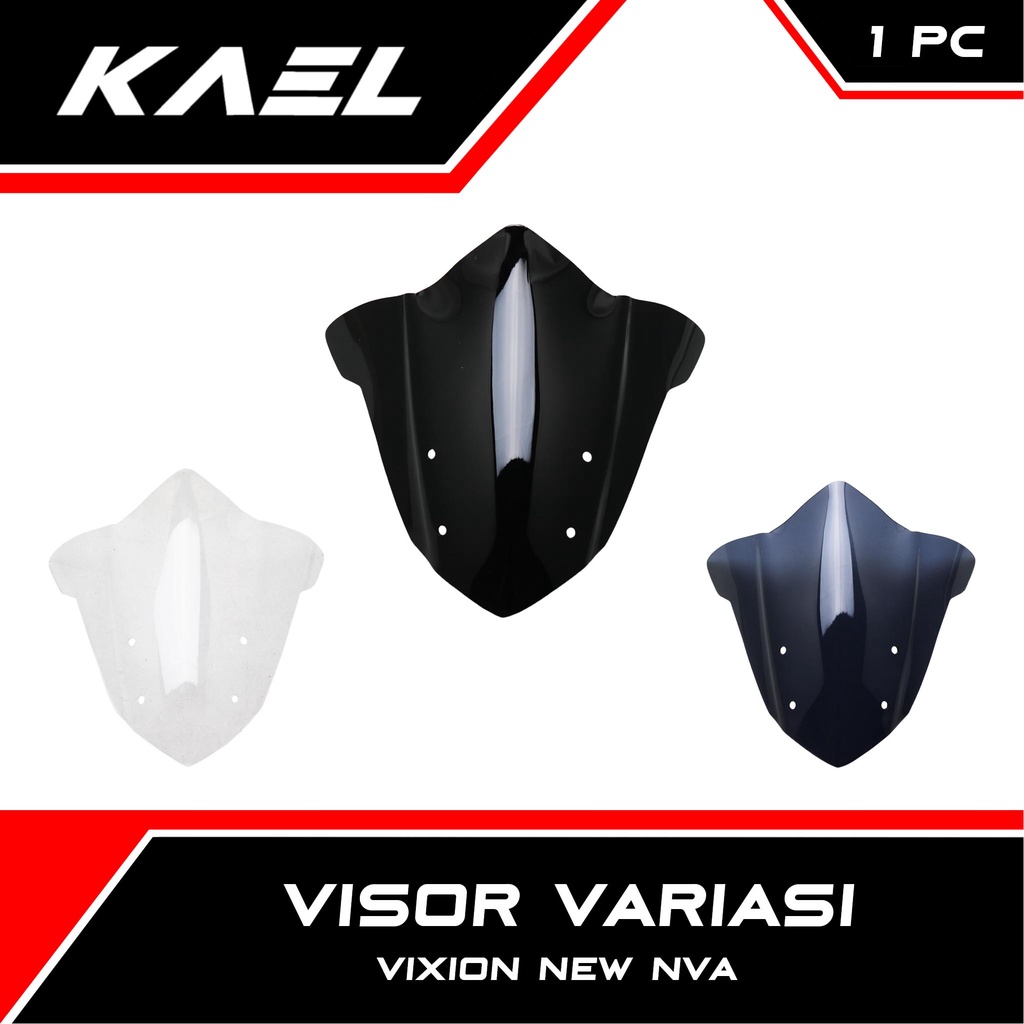 Visor Yamaha Vixion New NVA Bening-Hitam-Smoke Variasi Windshield-Tameng-Winshield-Winsil-Winshild Transparan-Riben-Ribben Wind-Win Shield-Sil-Sild