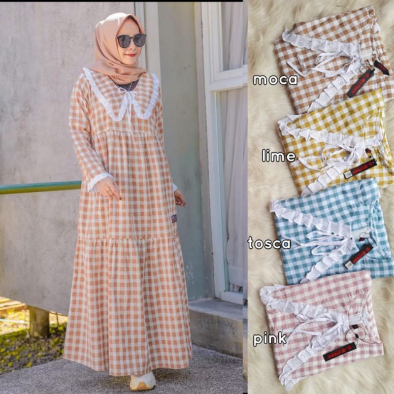 AINA DRESS - FASHION MUSLIM - KATUN KOTAK PREMIUM - DRESS TERBARU  - BISA COD