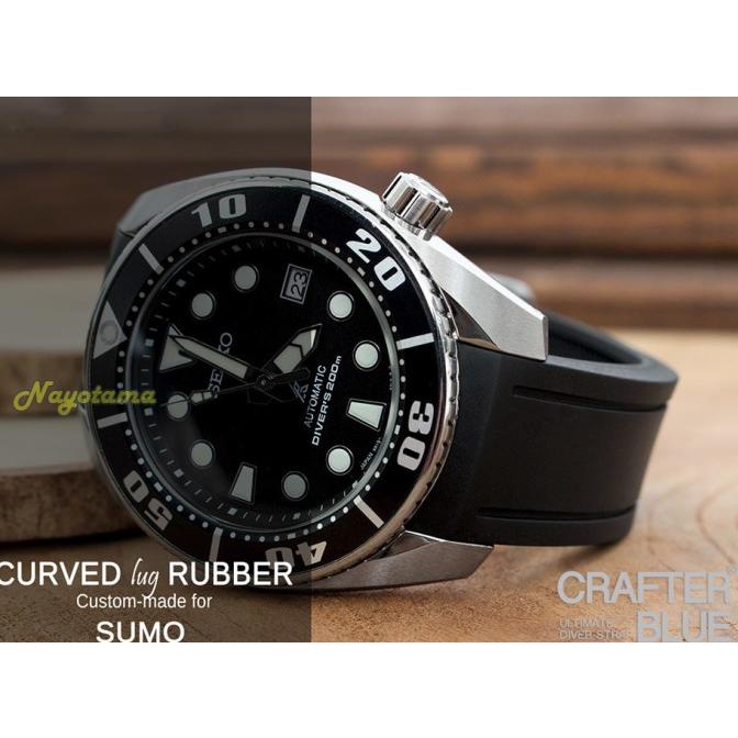 Crafter Blue Rubber Strap Hitam Black Untuk Jam Seiko Sumo Curve End Terbaru