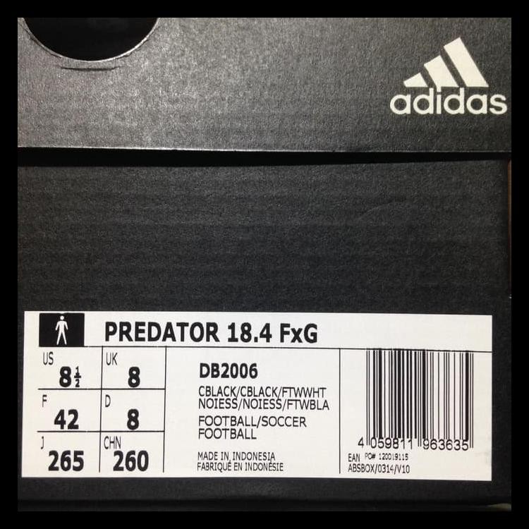 PRODUK BAIK SEPATU BOLA ADIDAS PREDATOR 18.4 FXG BLACK WHITE DB2006 ORIGINAL BNIB MURAH