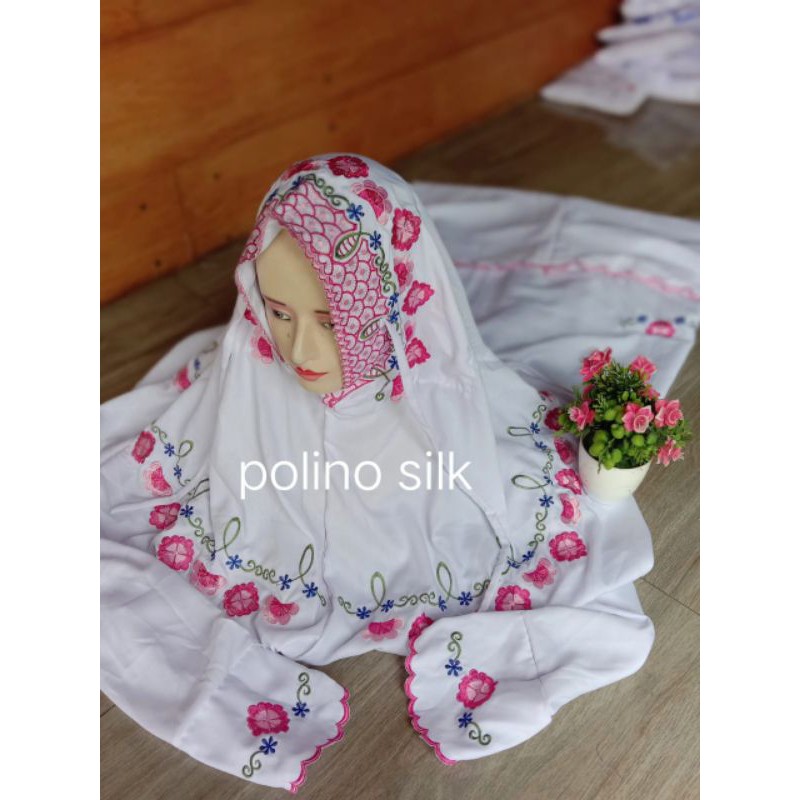 MUKENAH LAJUR POLINO MOTIF KUDUSAN / MUKENA TERUSAN BORDIR / GROSIR RUKUH MUKENA TERUSAN MURAH COD