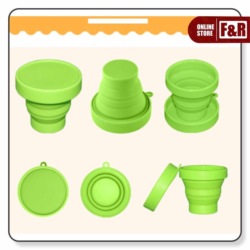 Cangkir Gelas Lipat Tarik Wadah Tempat Minum Silikon Anti Pecah Portable Travel Silicone Folding Cup