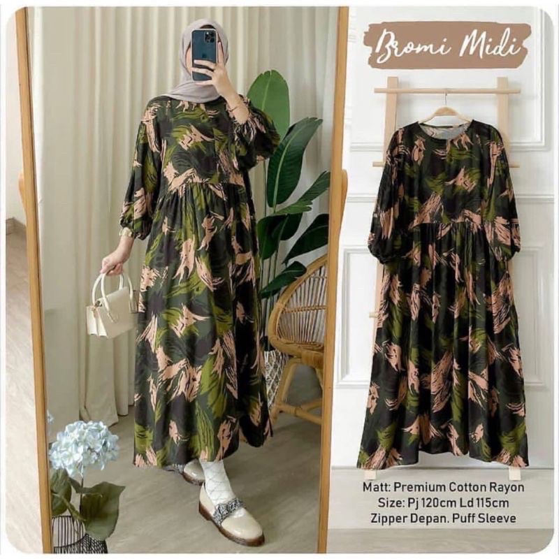 GAMIS RAYON VISCOSE / CIKA GISKA DRESS URAGIRI BUSUI LD 100-110 PJ 130 TERBEST SELLER / AZRAF DRESS PREMIUM MAXY DRESS / SABINA DRESS RAYON-Bromi midi LD 110