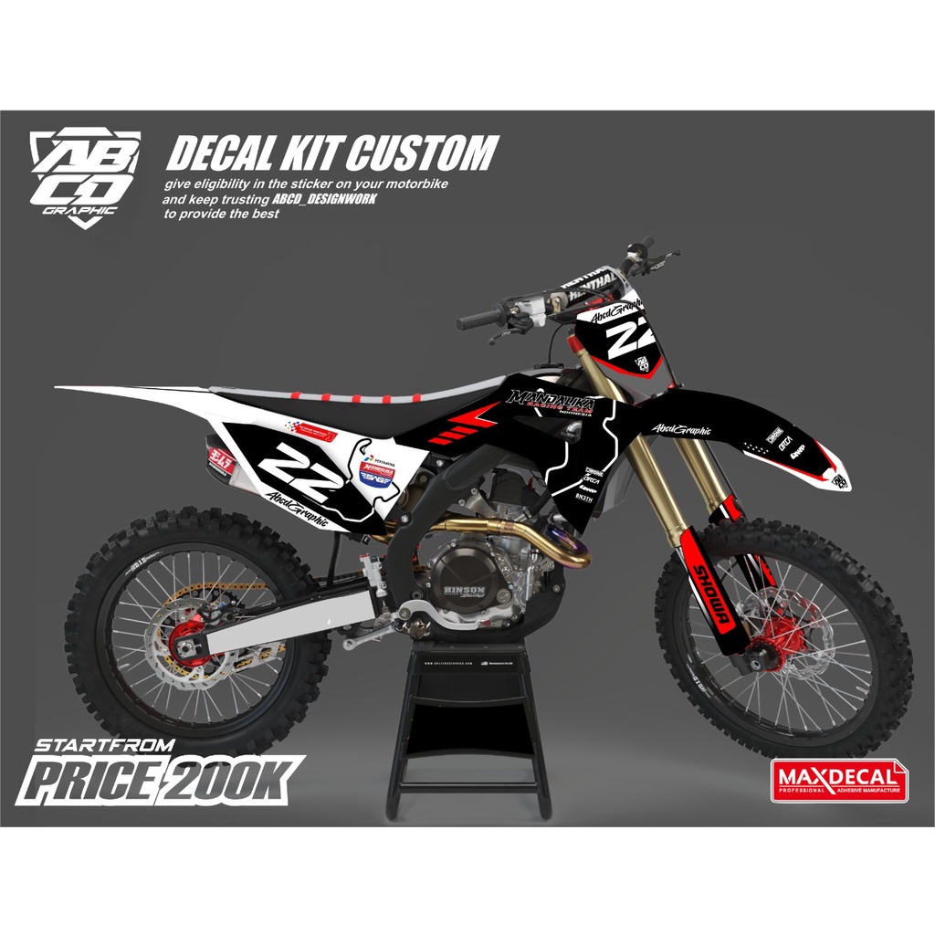 Decal mandalika Decal CRF 150L Custom SuperMoto MotoCross Trail GrassTrack Racing STRIPING CRF