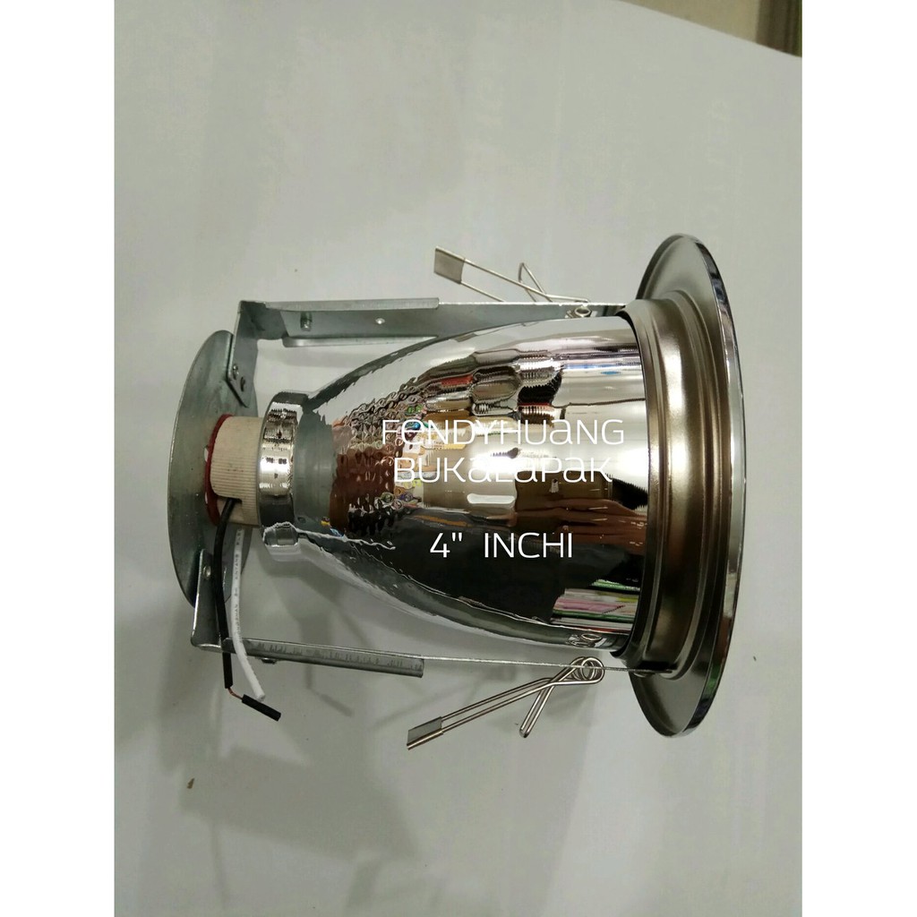 Order Langsung Kap Fitting Tempat Lampu Plafon Downlight 4 inch inci Silver terbaik