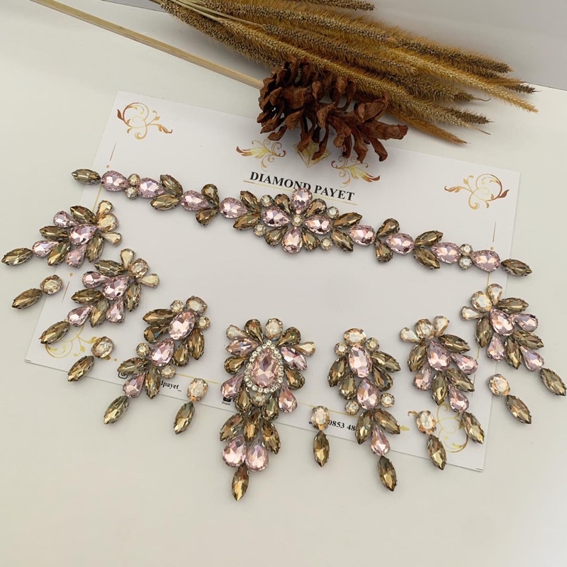 Payet Rangkai Pink Bronze Leher + Pinggang