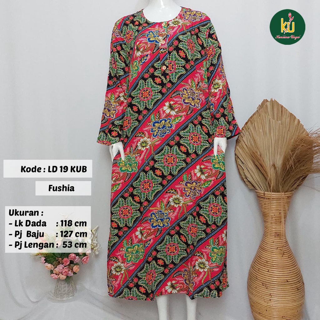 COD LD 20 KUB | DASTER PANJANG KENCANA UNGU ASLI LABEL BIRU | LongDress Wanita Lengan Panjang Busui ini-Fushia B