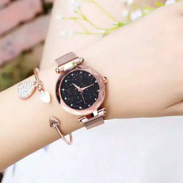 Jam Tangan Wanita Permata Diamond Strap Rubber Full Color