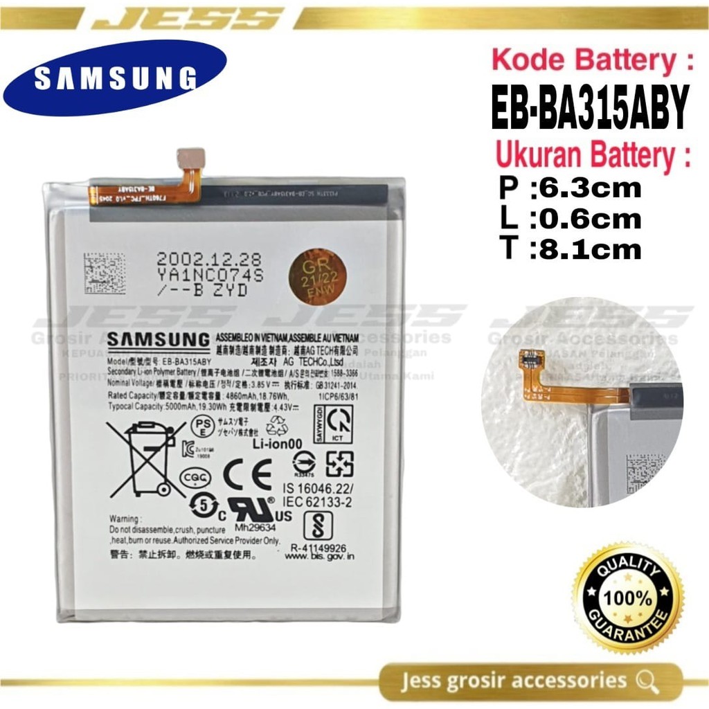 Baterai Battery Original Samsung Galaxy A31 / A315 / A315F / SM-A315G Galaxy A32 / A325 / A325F / SM-A325F Kode Batre EB-BA315ABY