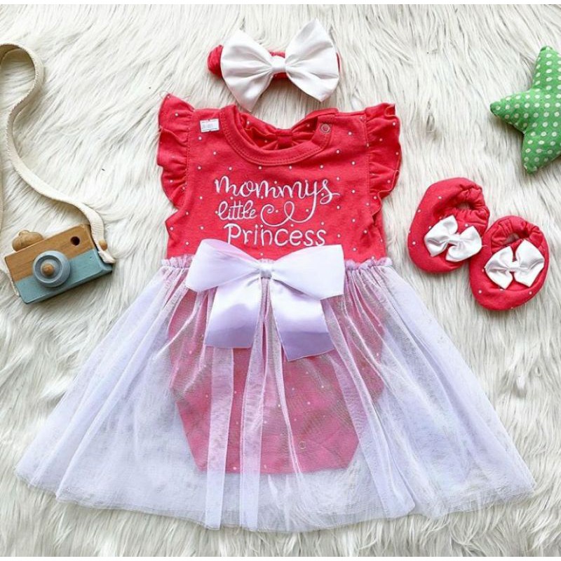 Baju setelan jumper rok bunga bandana sepatu pergi lucu fashion anak bayi perempuan cewek murah -mlp