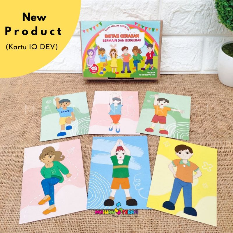 Mainan Terapi IQ Dev Kartu Imitasi Gerakan Bermain Dan Bergerak Kartu Bicara Terapi Wicara Flashcard