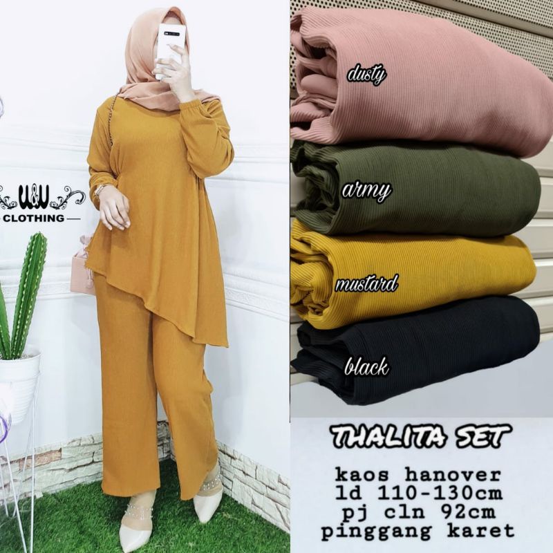 THALITA SET, SETELAN WANITA CANTIK DAN ANGGUN ORIGINAL W&W, KAOS HANOVER, TEBAL MELAR DAN LEMBUT