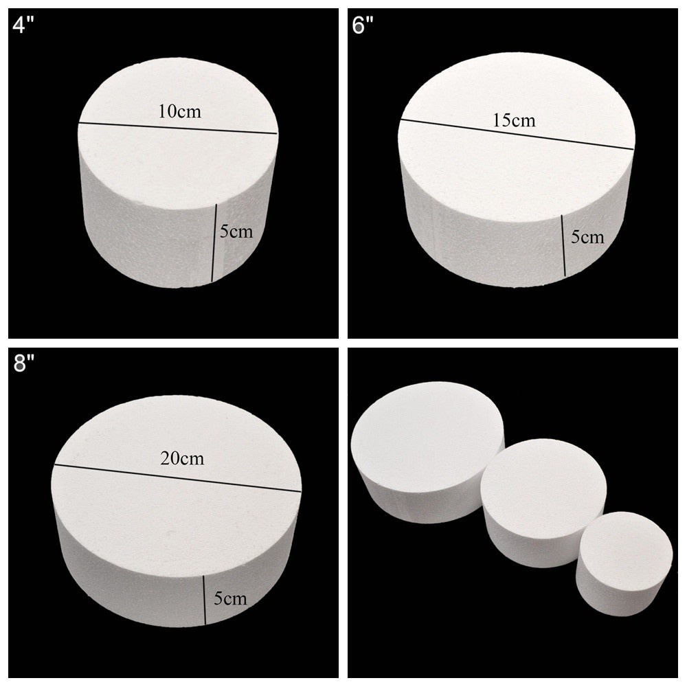 Cetakan Kue Bentuk Bulat Bahan Busa Polystyrene Ukuran 4 / 6 / 8 Inch Untuk Dekorasi Pesta