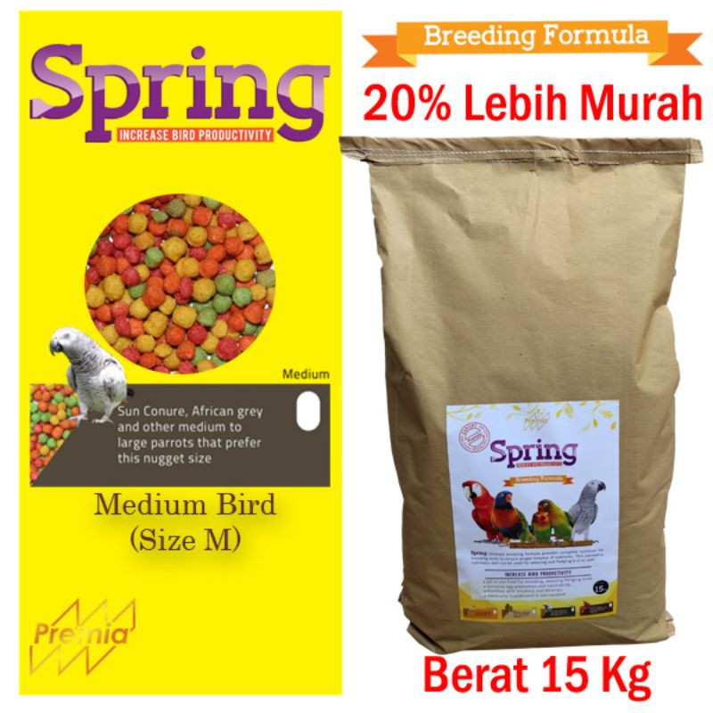 

Premia Spring M 15Kg pakan burung breeding premium (Afgrey)