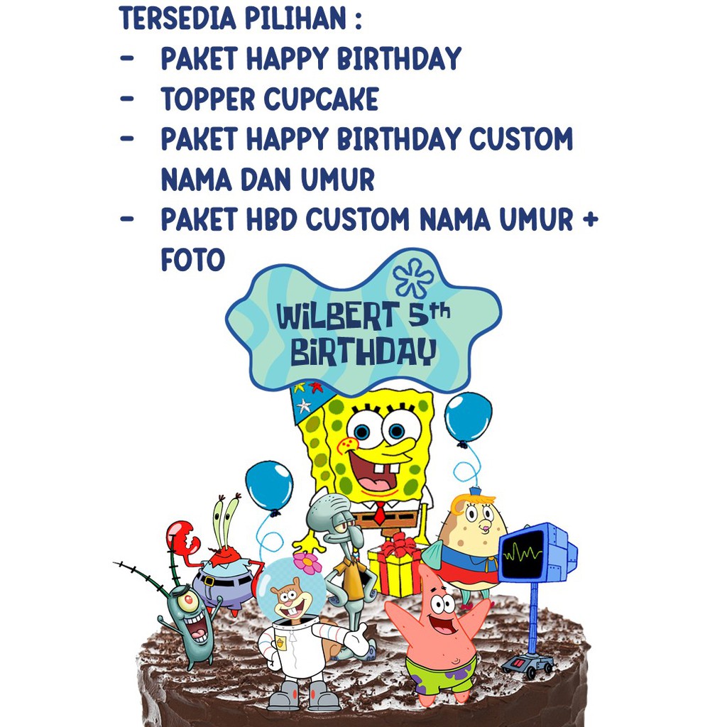 [ BISA COD ] TOPPER CAKE SPONGEBOB / SPONGEBOB / TOPPER MURAH