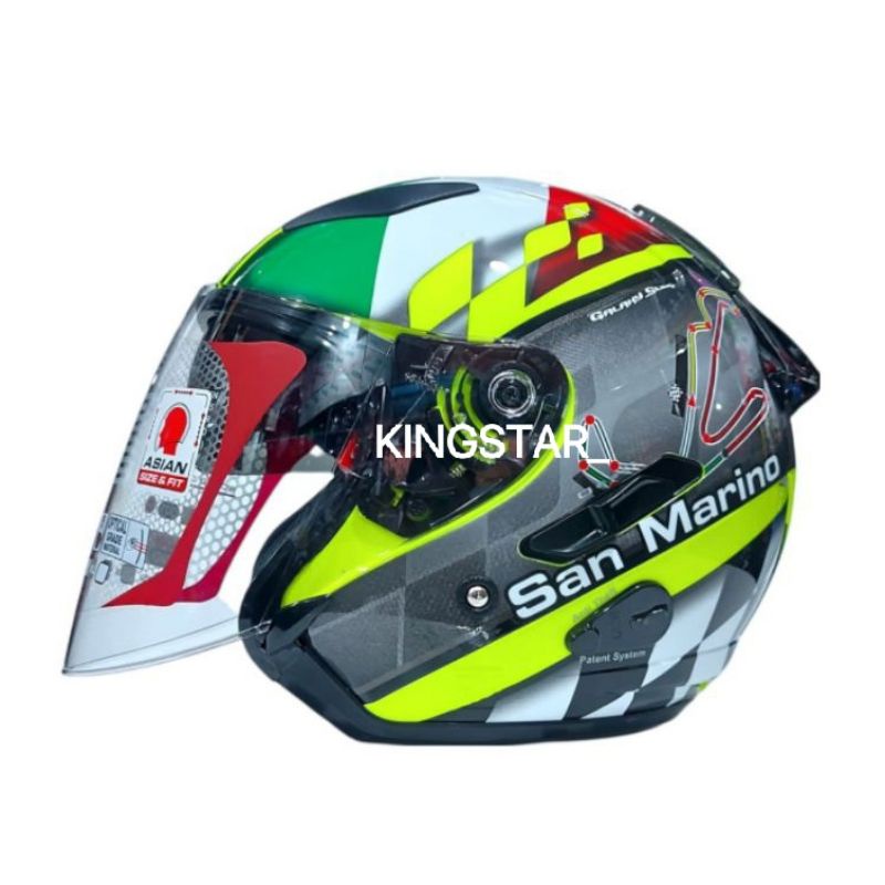 HELM KYT GALAXY FLAT R | SAN MARINO YELLOW FLUO/BLACK | DOUBLE VISOR