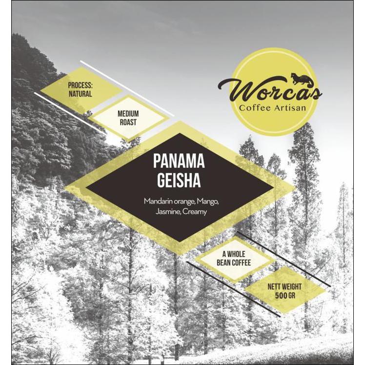 

WORCAS ARABICA PANAMA GEISHA NATURAL 500 GRAM - MEDIUM ROASTED COFFEE - KOPI BIJI