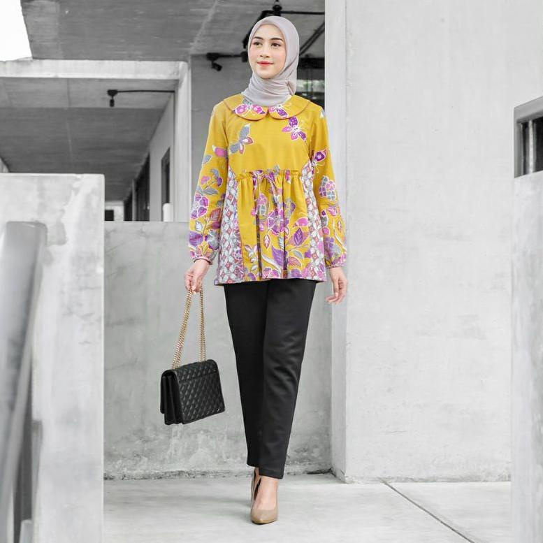 [PRODUK 6ZJ9D] Batikula Kemuning Blouse Batik Kerja Kantor Wanita 7RL