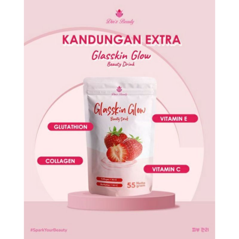 DINZ BEAUTY GLASSKIN GLOW MINUMAN COLLAGEN RASA ANGGUR &amp; STRAWBERRY