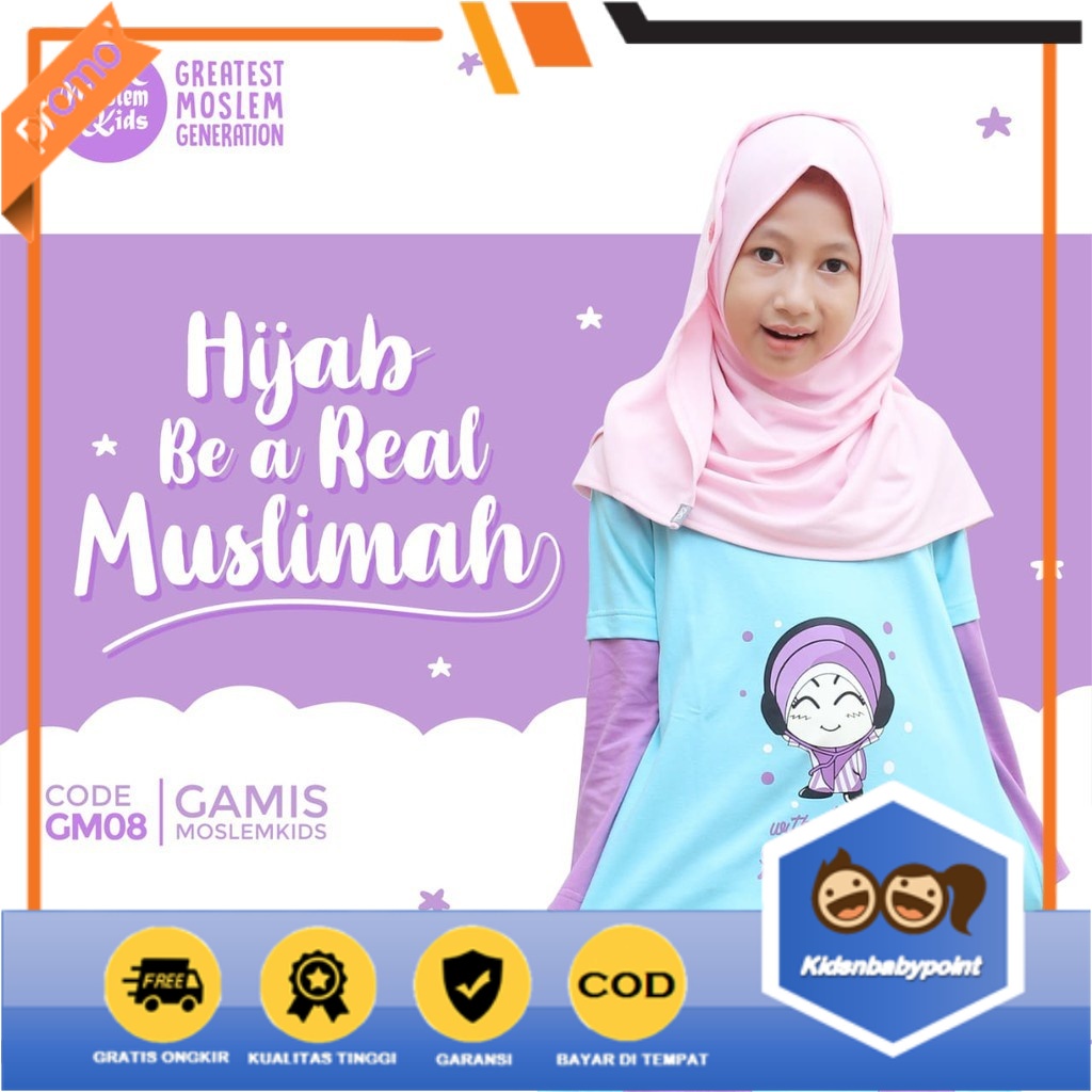 [ COD ] HIJAB BE REAL MUSLIMAH Gamis anak karakter PAUD TK SD MOSLEMKIDS lembut GM 08