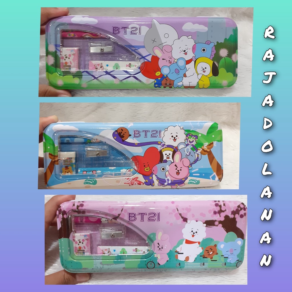 

Tempat Pensil Kaleng Anak Kotak Pengsil Pencil Cas BT21 Kaleng Murah
