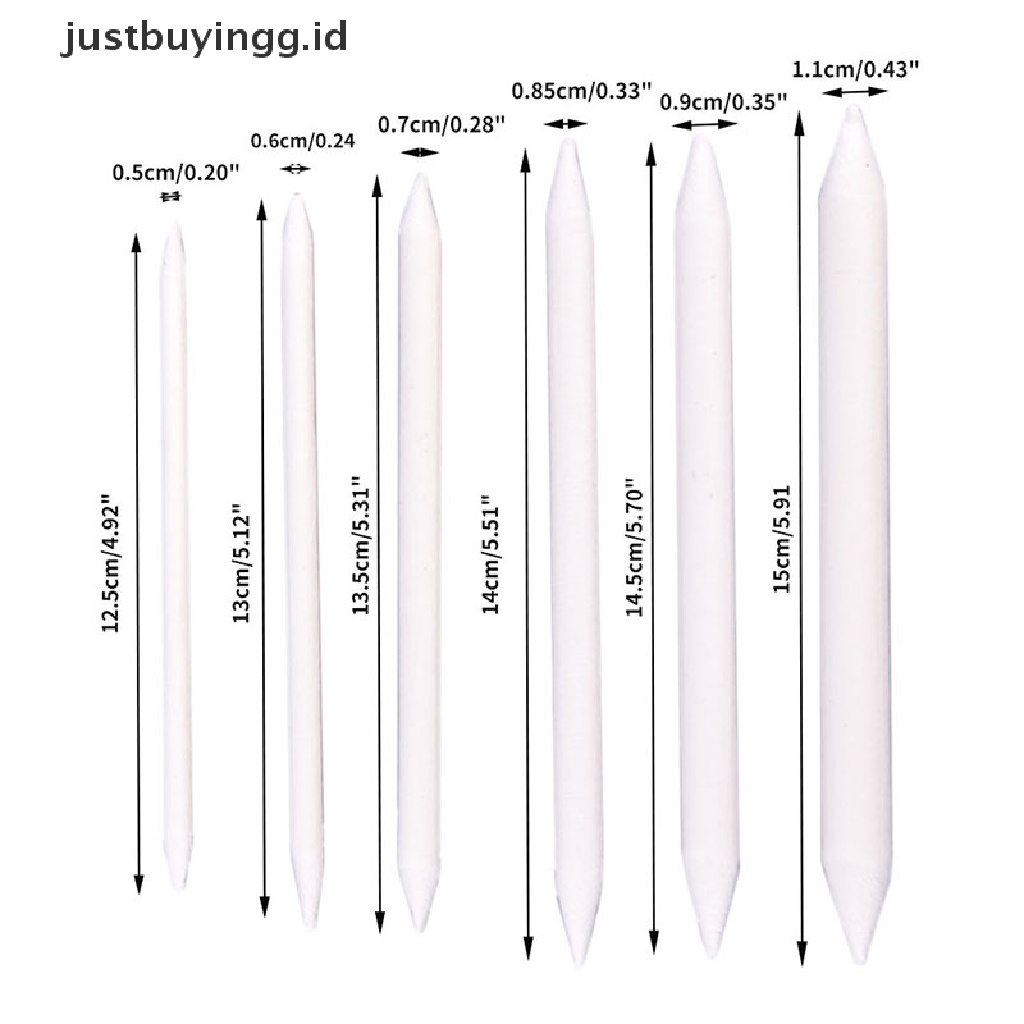 (Justbuyingg.Id) 6pcs / Set Stik Blending Tortillon Warna Putih Untuk Sketsa / Gambar