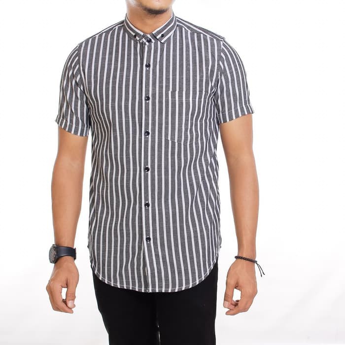 Kemeja Formal Pria Lengan Panjang Motif Garis-garis Vertikal Bahan Velvet Untuk Musim Gugur ba 98BRQ