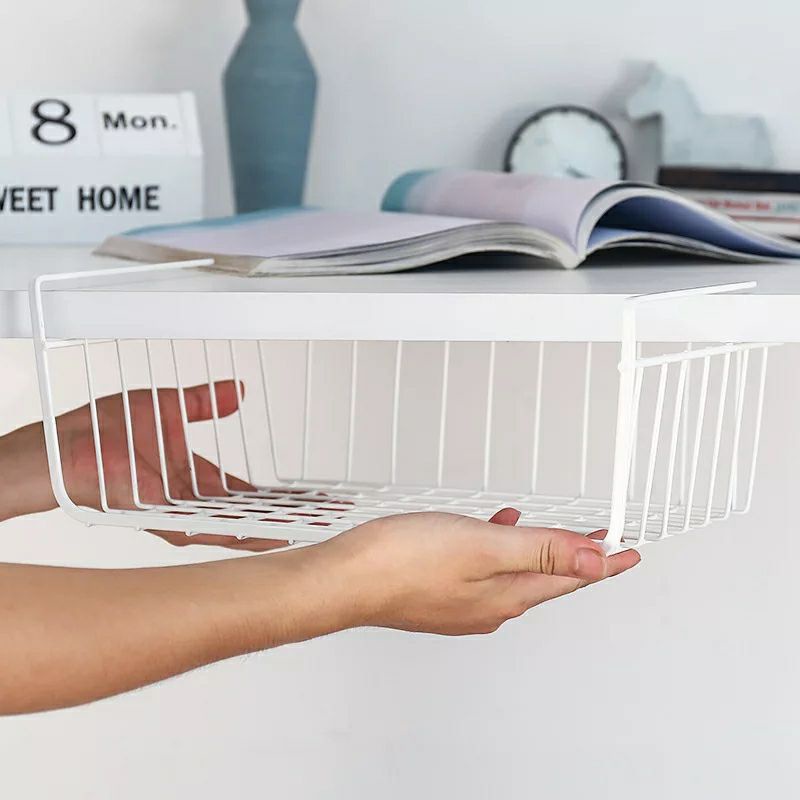 Rak Gantung Dapur Rak Hambalan Rak Selip Meja Serbaguna Rak Selip Bawah Meja Keranjang Lemari Kitchen Cabinet Rack Hanging Storage